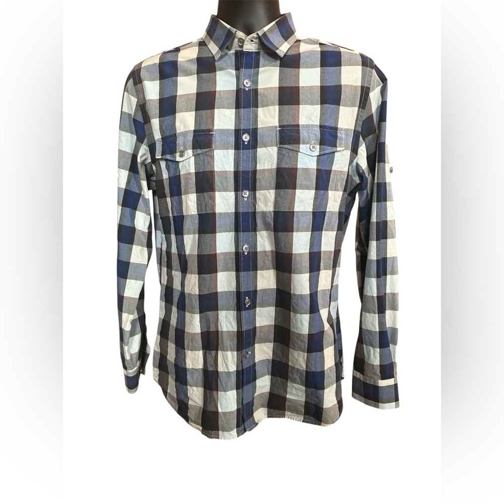 EXPRESS Modern Fit Plaid Button Down Shirt. 100% Cotton. Size Medium.